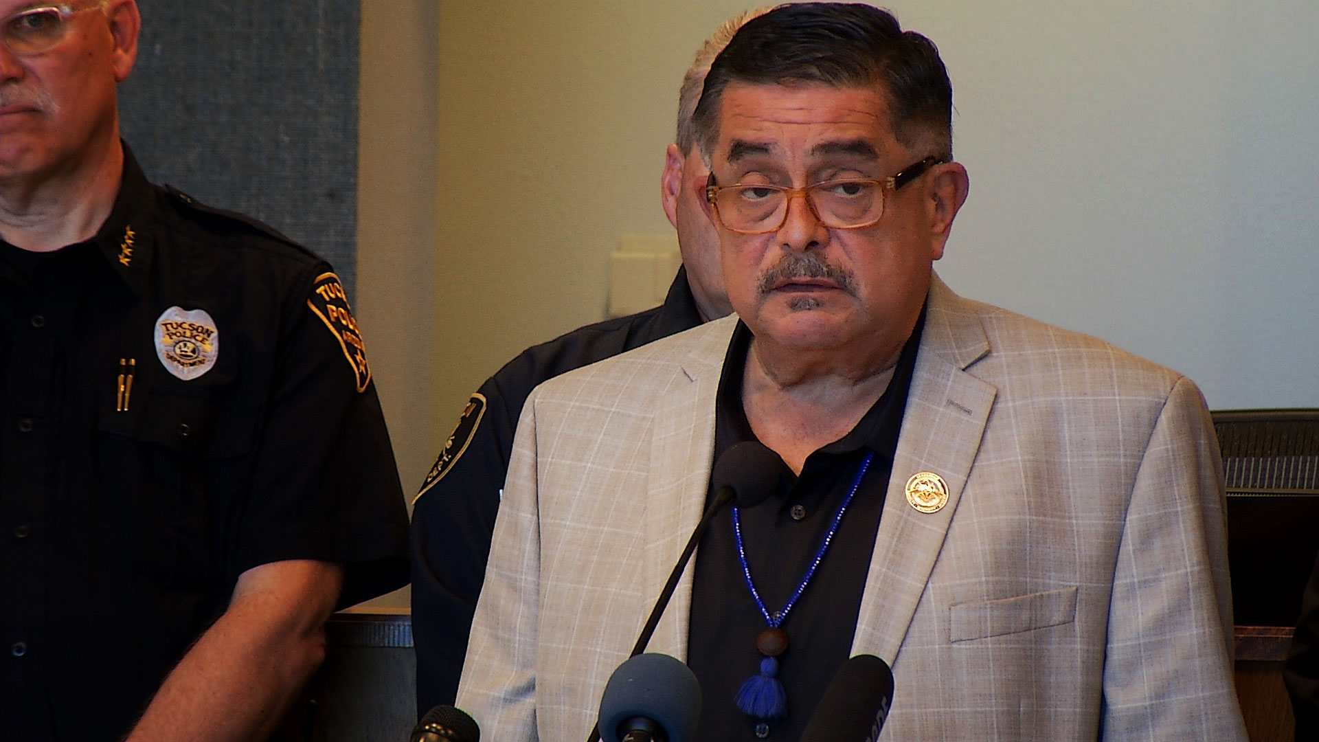 Pima County Board of Supervisors Chairman Richard Elías speaks during a press conference with county and city of Tucson leaders about COVID-19 precautions on March 9, 2020. 