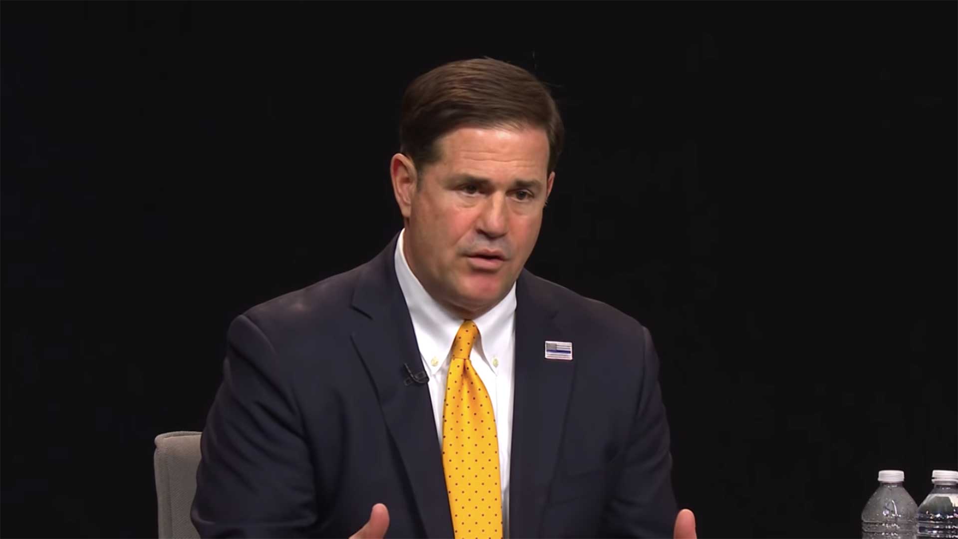 Arizona Gov. Doug Ducey at an April 2 town hall on the COVID-19 pandemic.