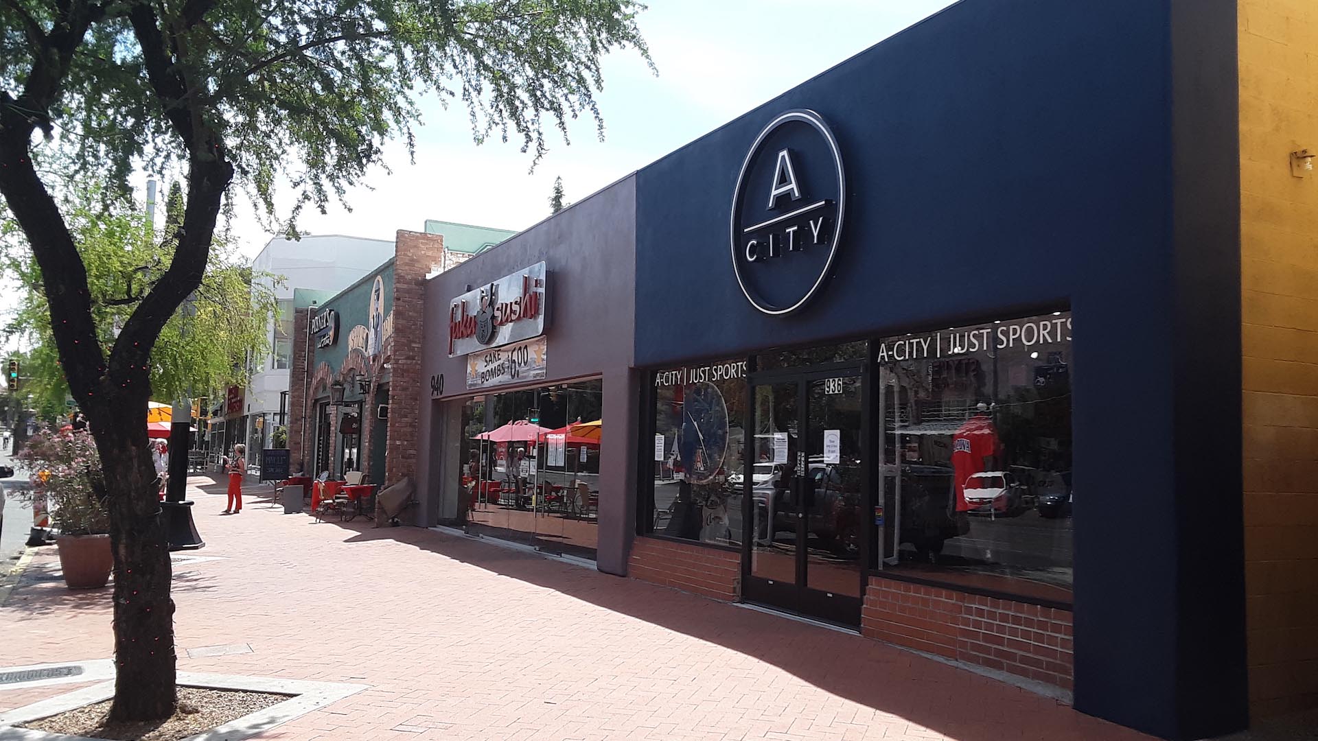 Shops along University Boulevard, Tucson. 