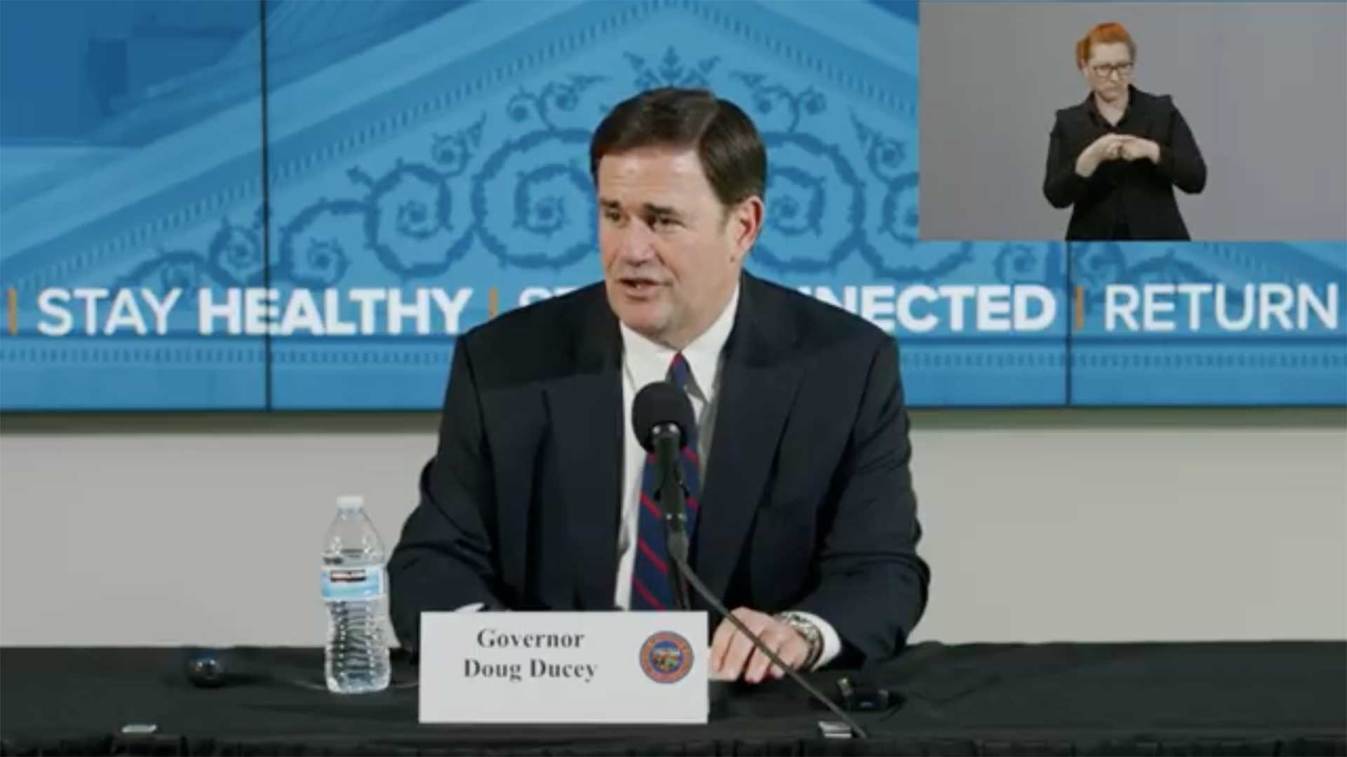 Arizona Gov. Doug Ducey on May 4 announces a plan to open up certain businesses in the state in an effort to restart the economy following coronavirus restrictions on businesses.