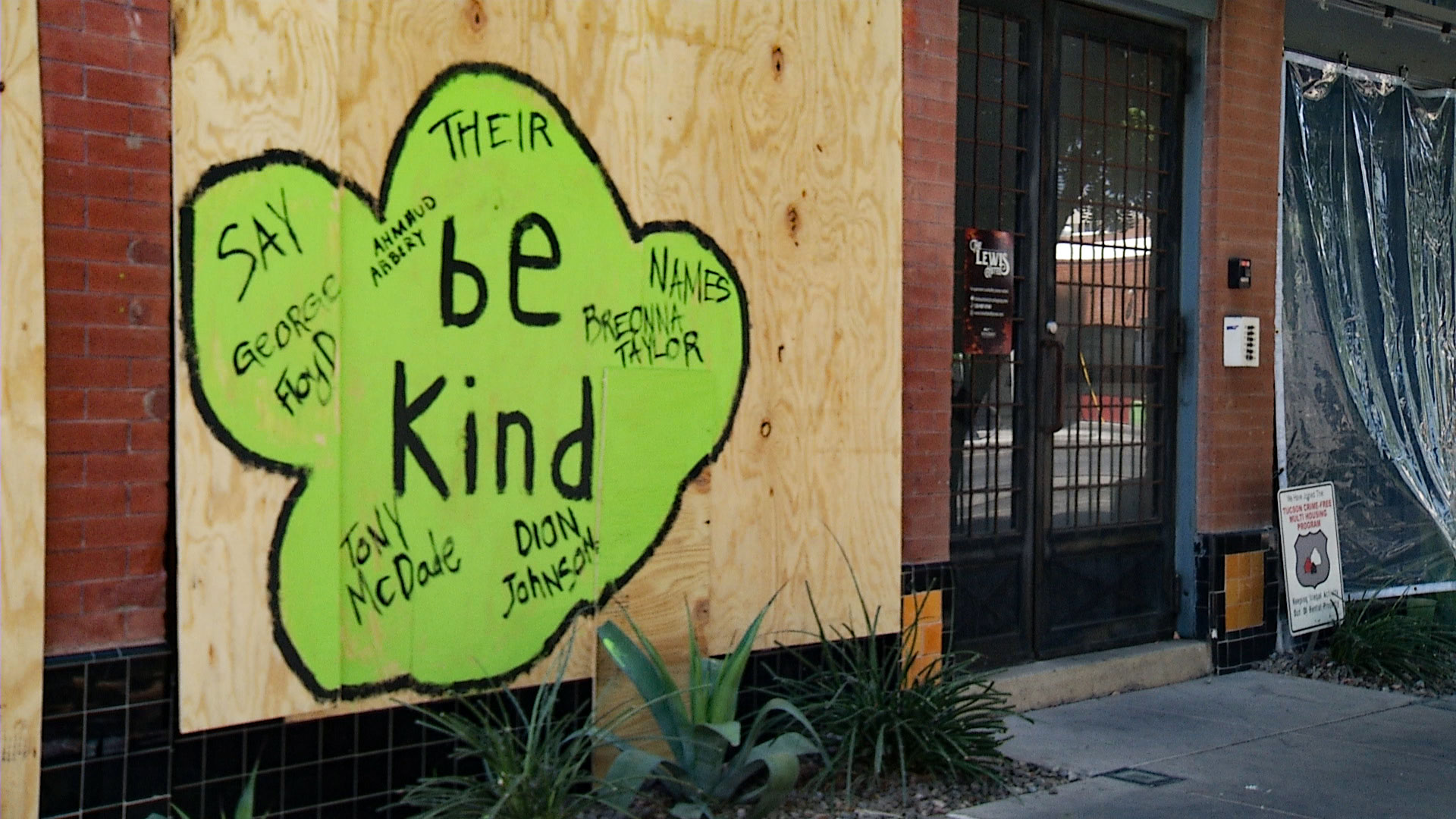 A boarded up business in Tucson, June 1.