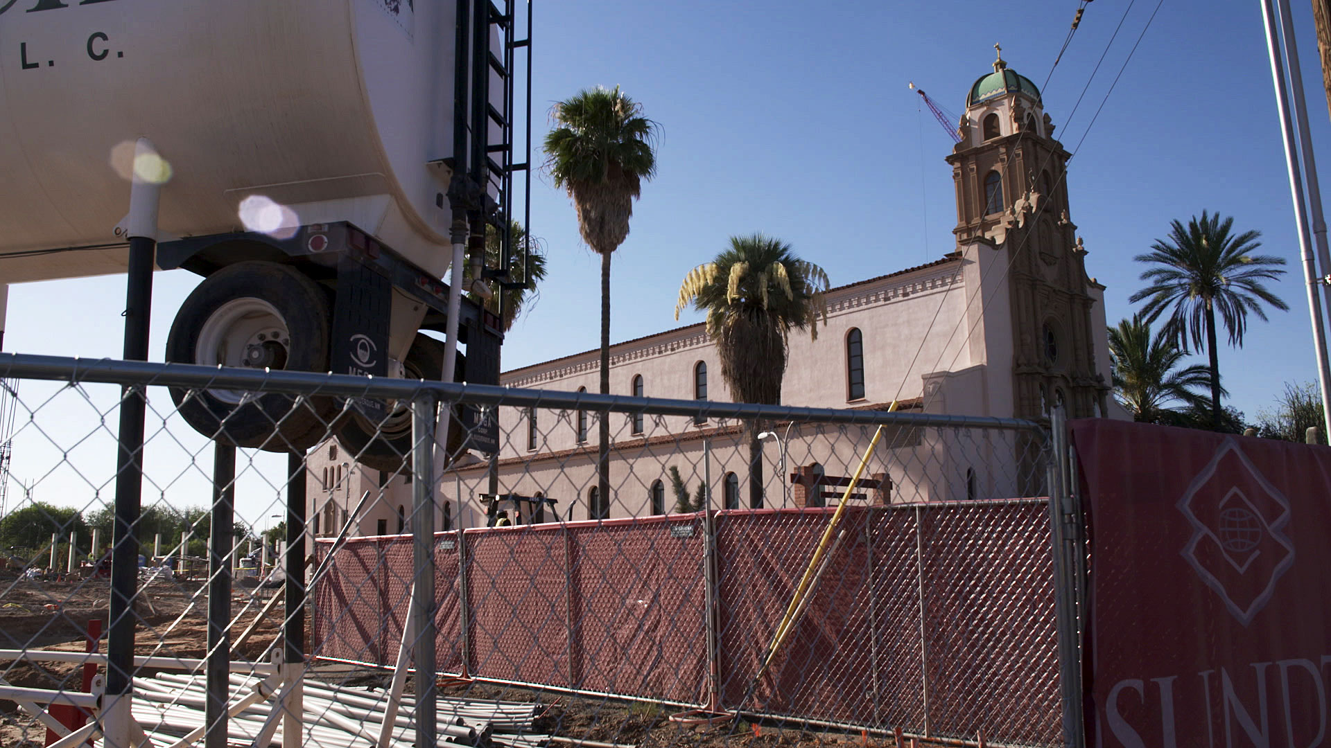 A construction site at Tucson's historic Benedictine Monastery on June 11, 2020. 