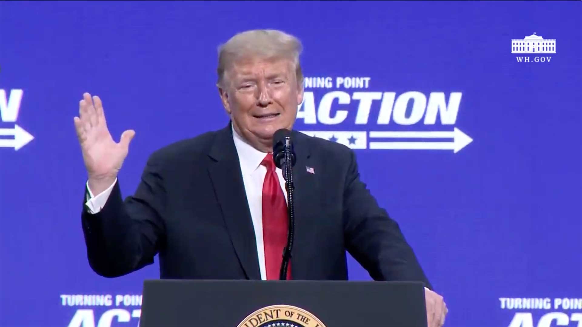 President Trump speaks at a June 23 event in Phoenix, in this still image from White House video of the event.