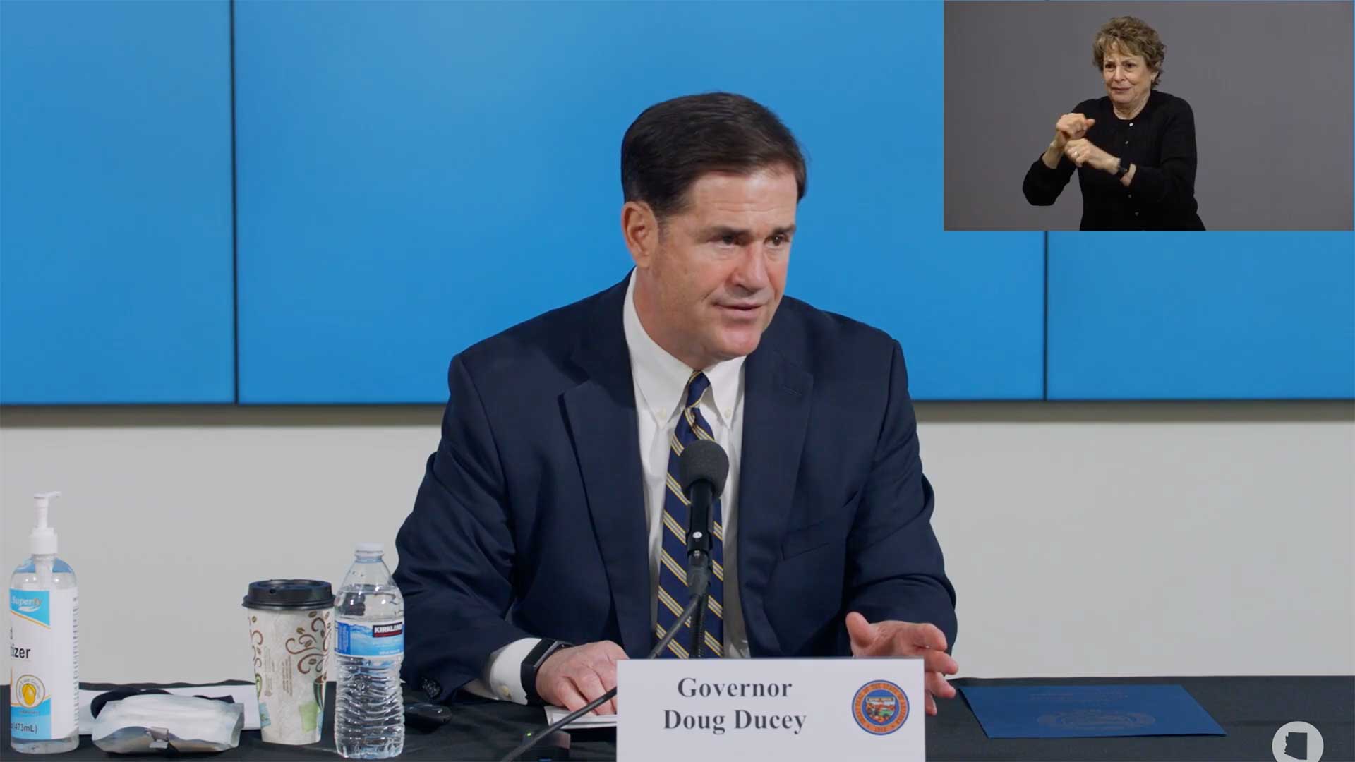 Arizona Gov. Doug Ducey delivers an address on the state's COVID-19 response, June 29.