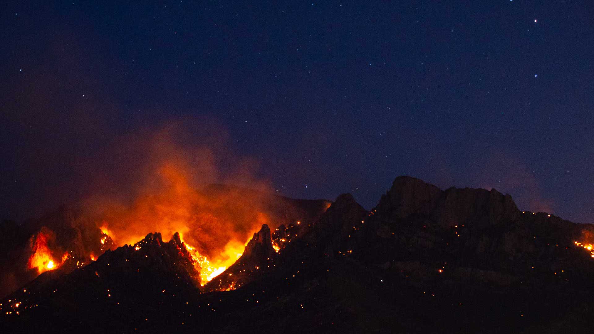 The Bighorn Fire burns on Sunday, June 7, 2020 near Oro Valley, Arizona. 