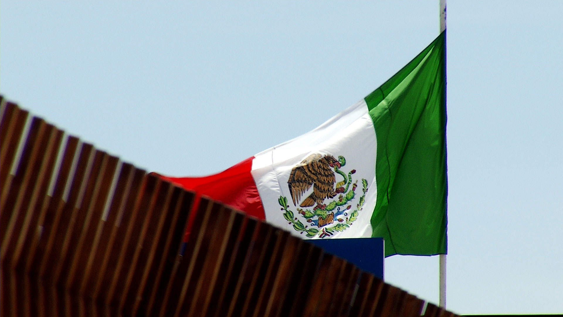 The Mexican flag seen from the Castro Port of Entry in Douglas. 