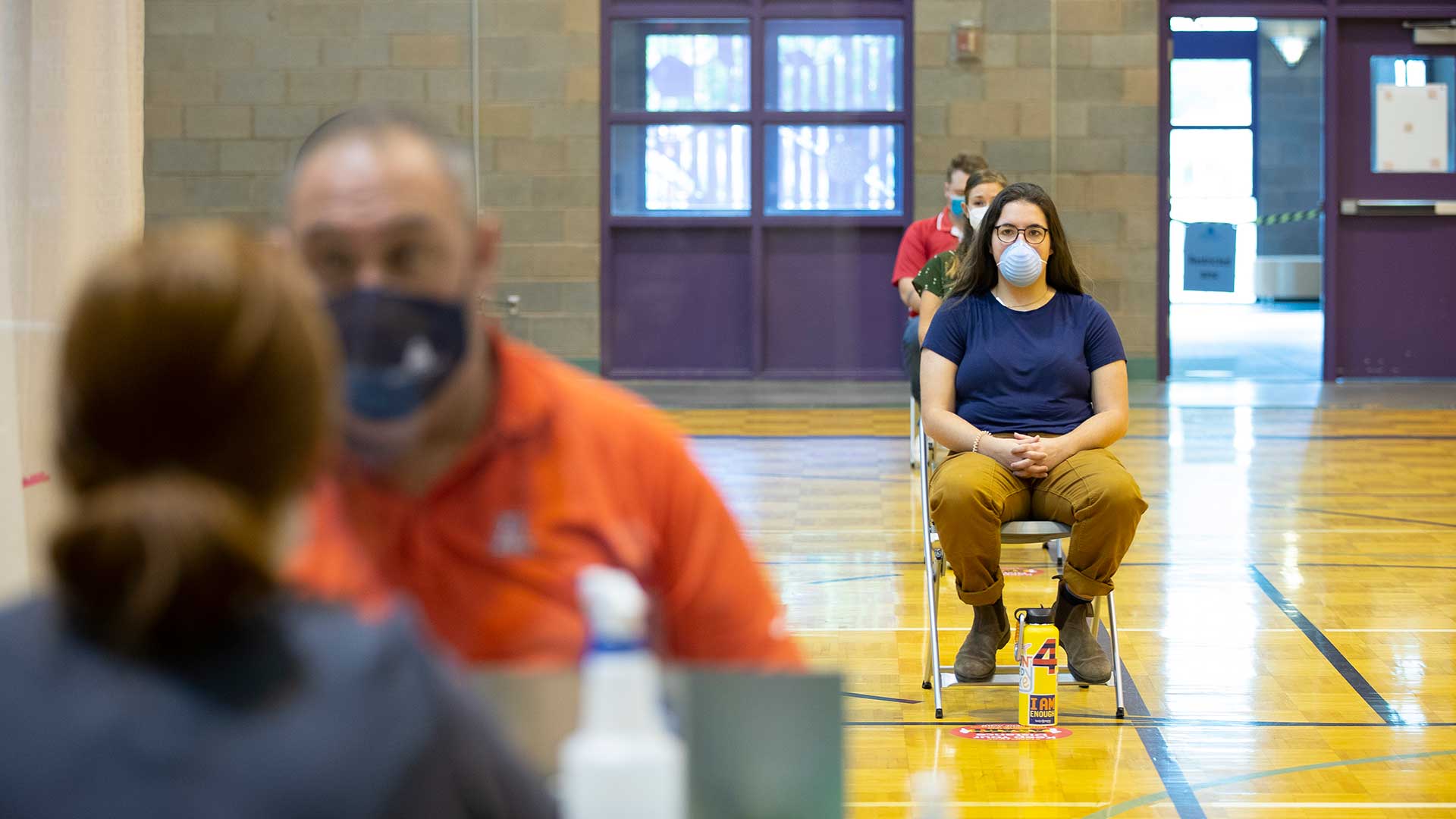 People wait to be tested for COVID-19 at the Kino Sports Complex, in this July 13 courtesy photo from Pima County.