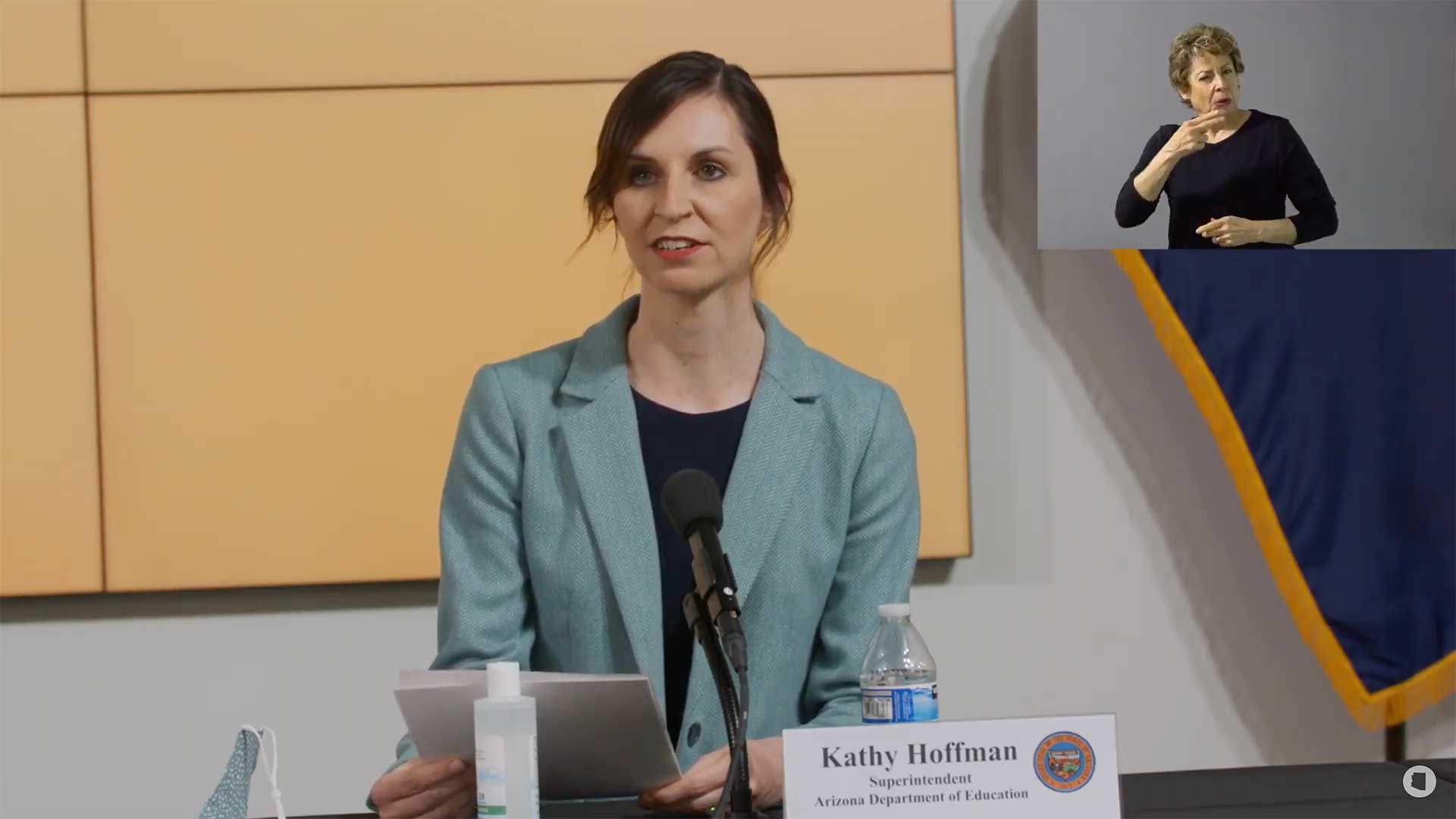 State Superintendent of Public Instruction Kathy Hoffman at a July 23 updated on the state's coronavirus response.
