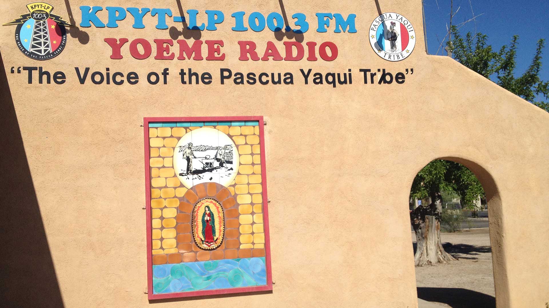 The radio station in the Pascua Yaqui Tribe's reservation, which formerly housed the tribe's early voting site.