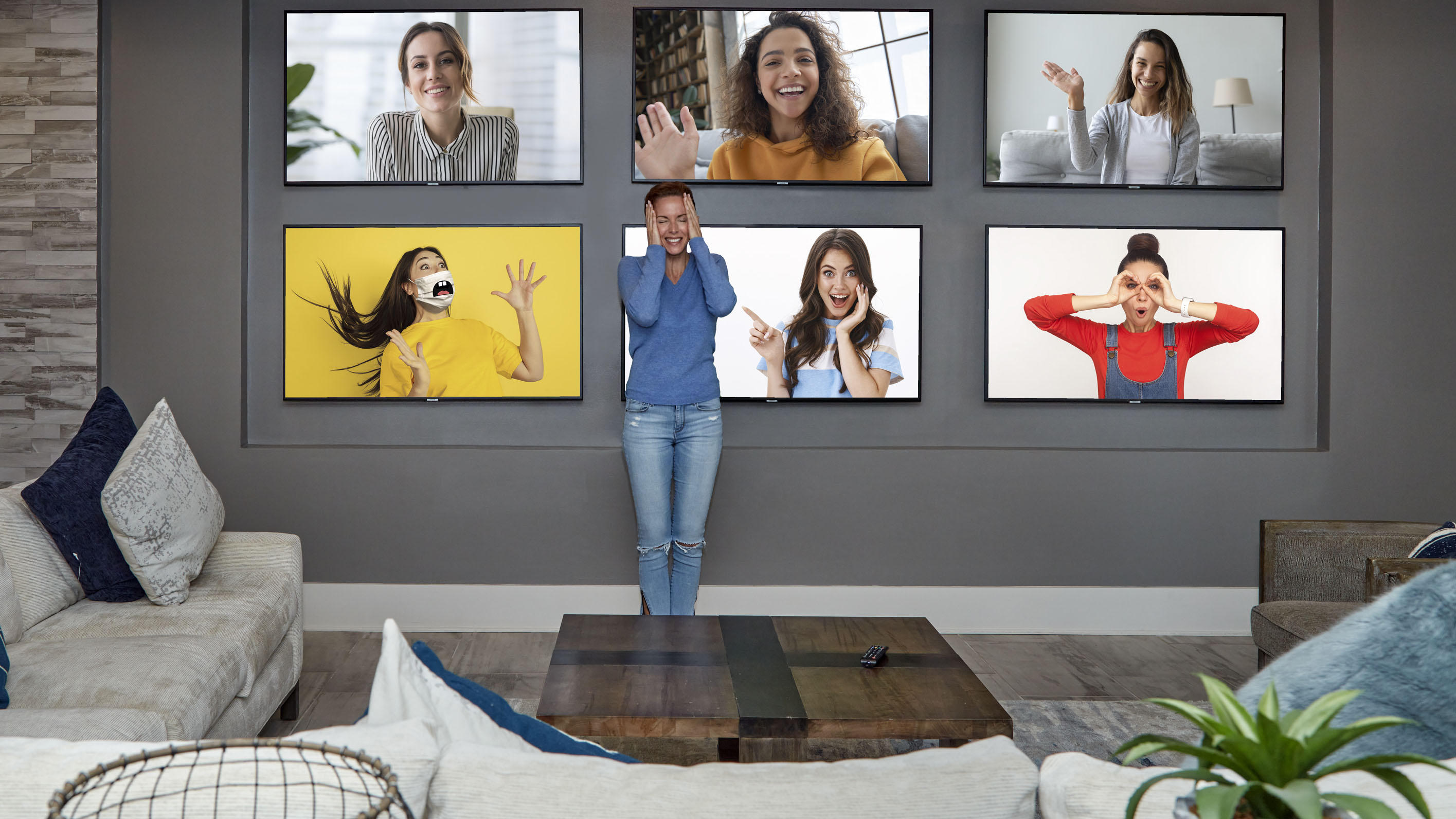 Susan Miner in a photo illustrating an average day of virtual connections and distractions. Miner advises using your remote control in a new way - a self-help tool, being as selective with your media as you are with your food. 