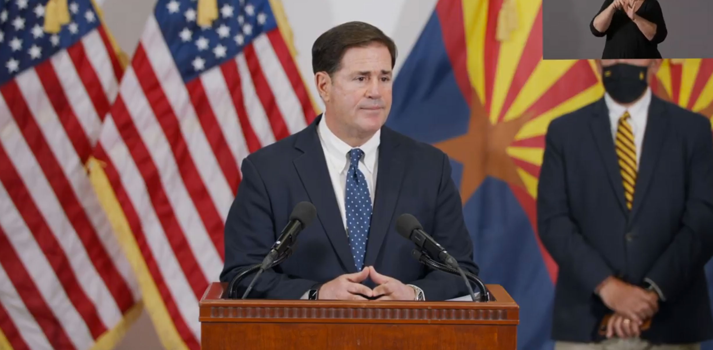 Gov. Doug Ducey speaking at a press conference on Thursday, Sept. 28, 2020.