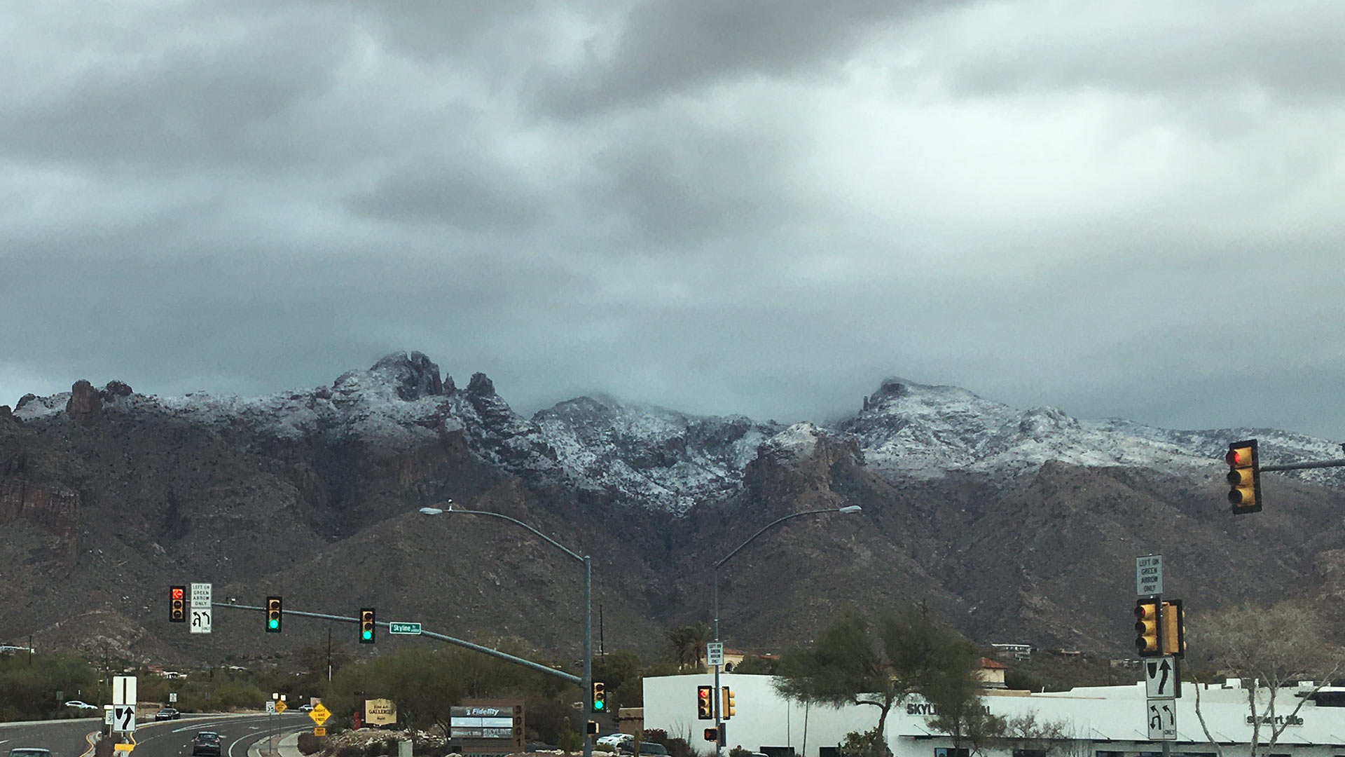 The view of the snowcapped Santa Catalina Mountains at Campbell Avenue and Skyline Drive in Tucson Jan. 25, 2020.