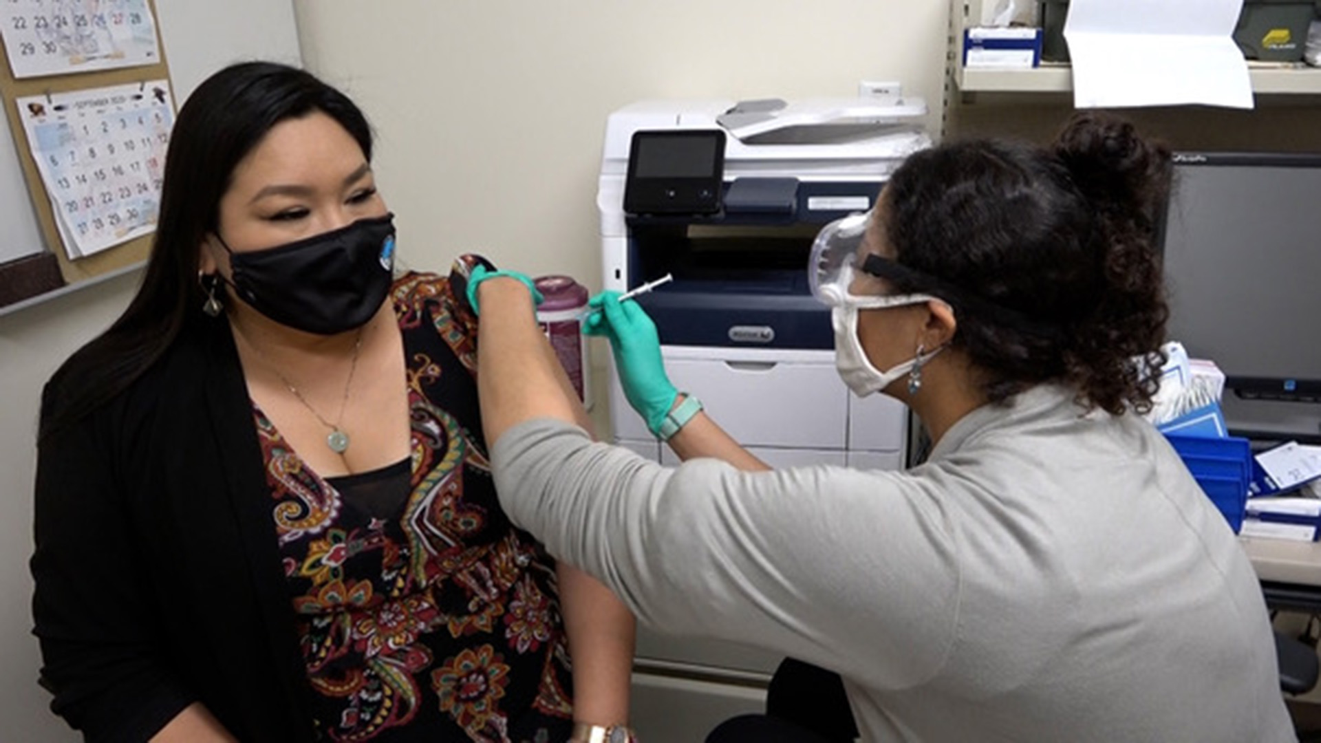 Cocopah Indian Tribe Vice-Chairwoman Rosa J. Long getting her second Pfizer COVID-19 vaccine dose in January 2020. 