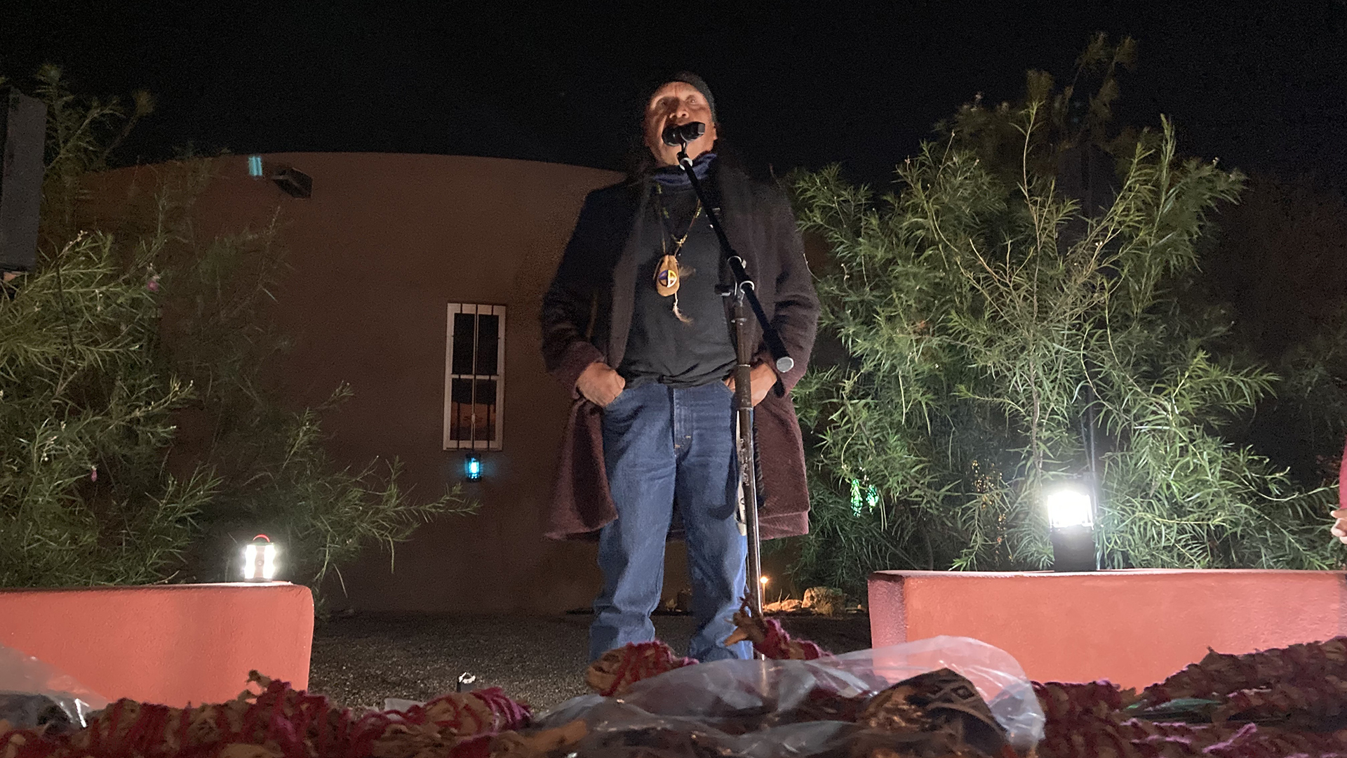 Wendsler Nosie Sr. at Southside Presbyterian Church October 13, 2021, during Apache Stronghold's "spiritual convoy" to the U.S. Court of Appeals for the Ninth Circuit concerning their motion for Temporary Restraining order and preliminary injunction at Oak Flat.