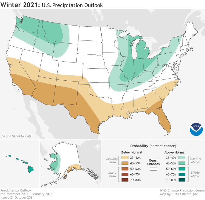NOAA 2021 winter precipitation outlook