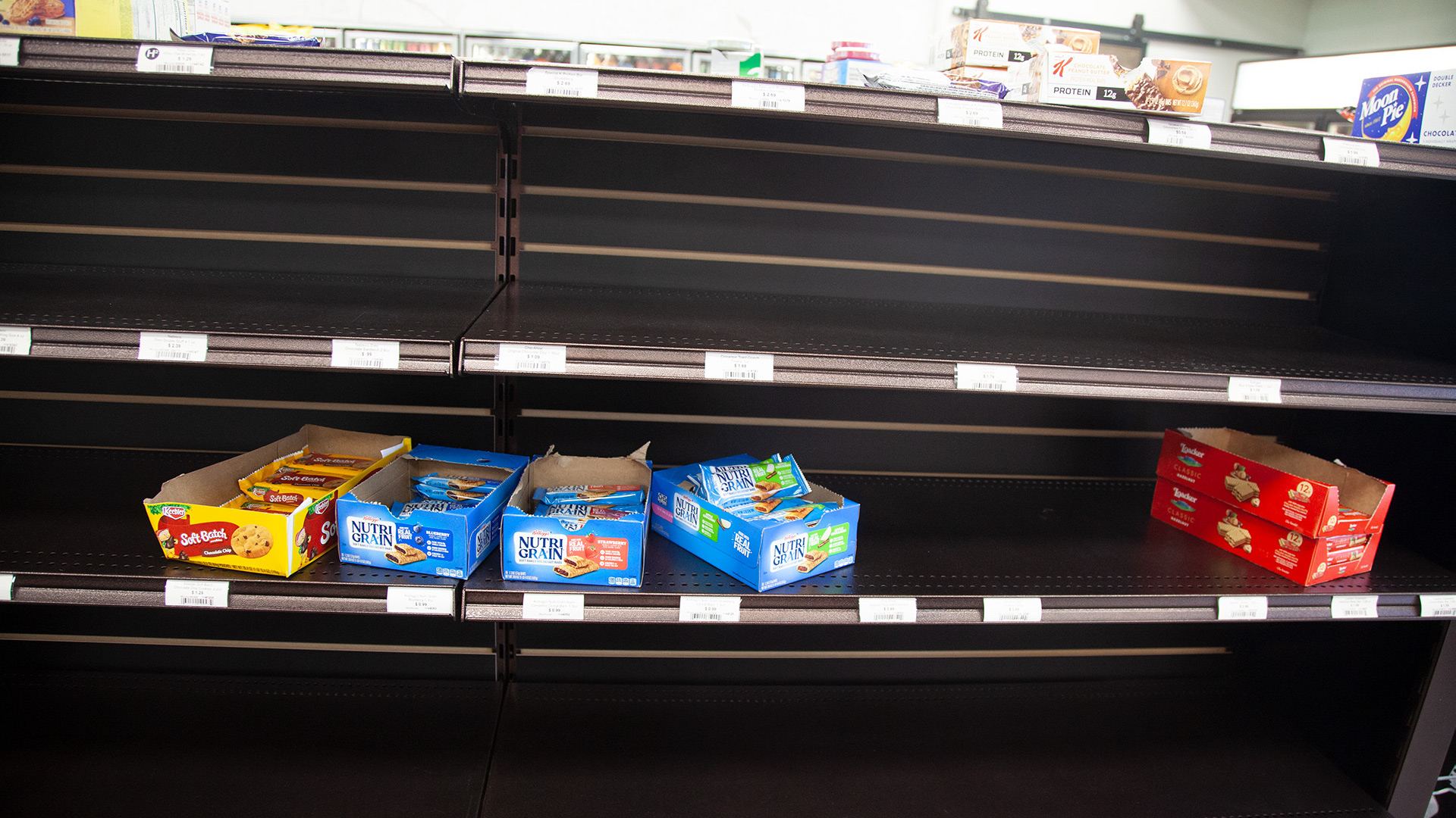 Sparse shelves at the University of Arizona's Arizona Market Nov. 17, 2021.