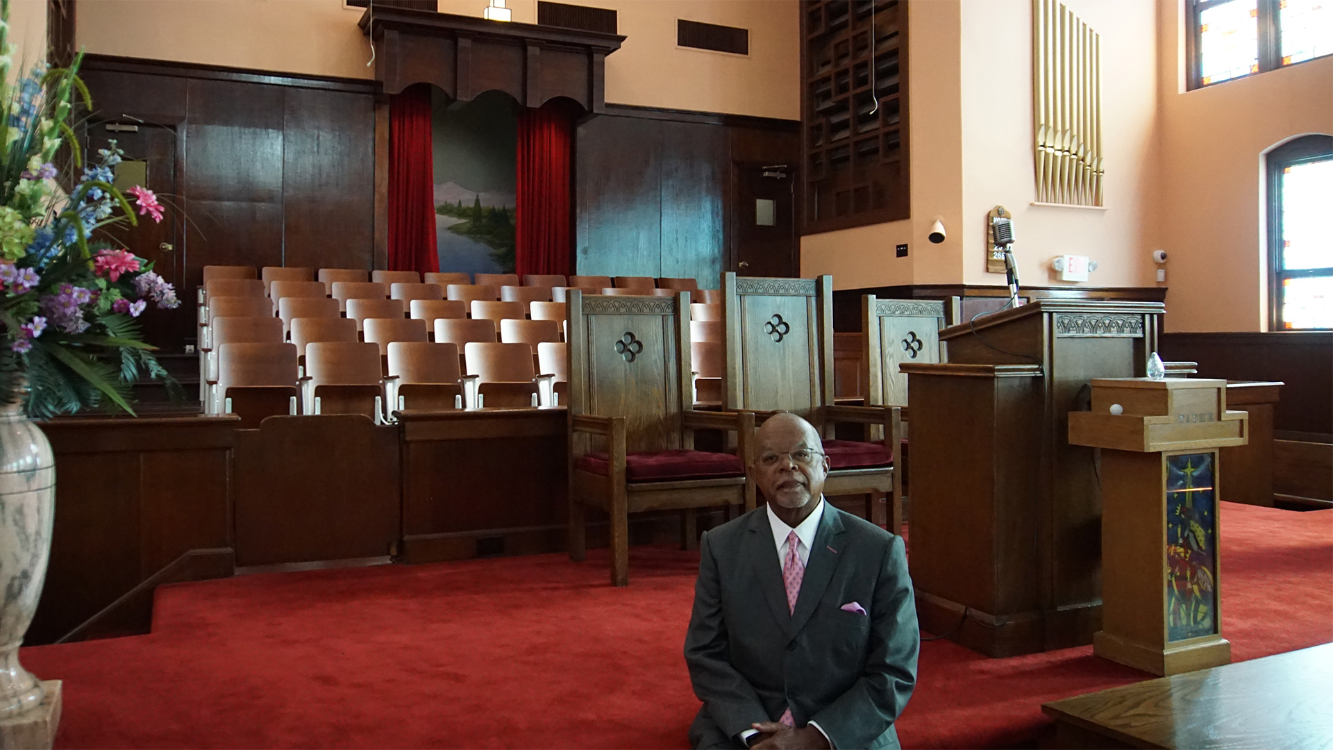 Host, Henry Louis Gates Jr. inside of Historic Ebenezer Baptist Church in Atlanta, GA.