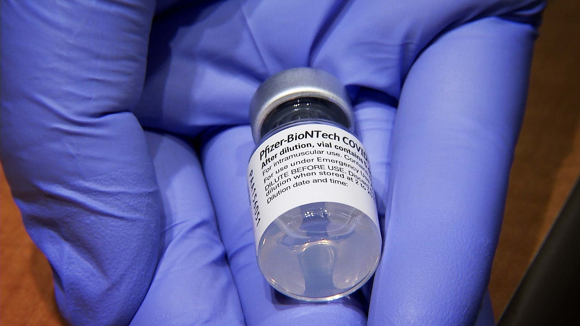 A vial of the Pfizer COVID-19 vaccine.