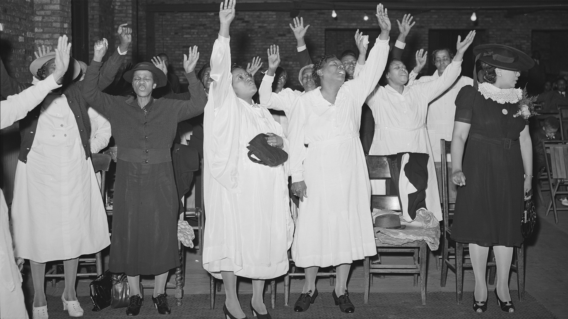Members of the Pentecostal church praising the Lord.