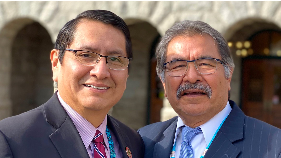 Navajo Nation President Jonathan Nez (left) and former Navajo Nation President Albert Hale (right) Jan. 15, 2020 at the Arizona State Capitol in Phoenix. 