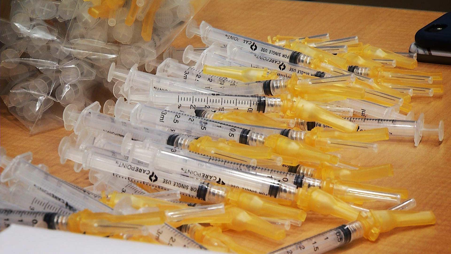 A bundle of syringes at a COVID-19 vaccination site at Tucson Medical Center. January 2021. 