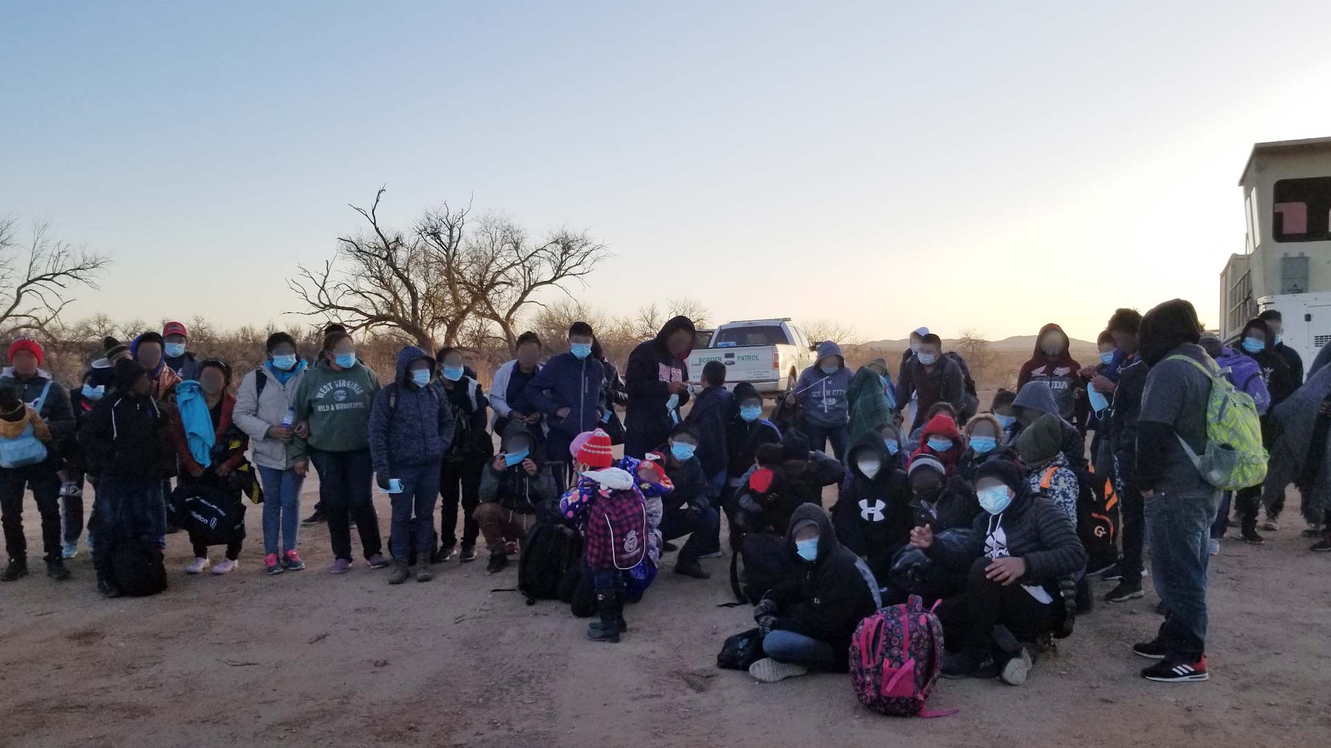 A group of migrants apprehended by Border Patrol agents in Sasabe on March 24, 2021. 