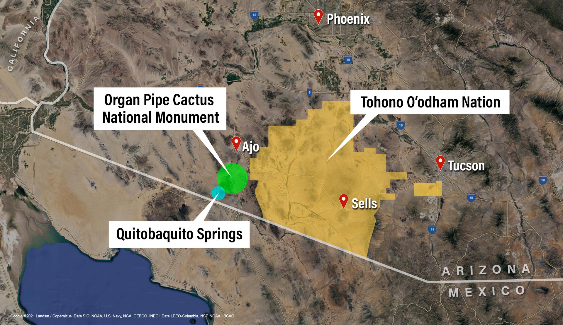 Map of the the Tohono O’odham Nation