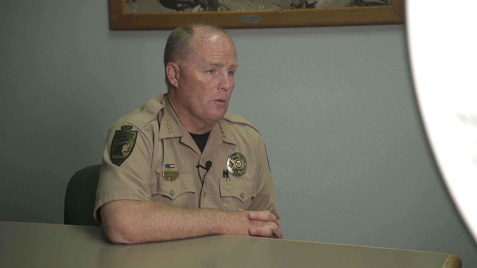 Cochise County Sheriff Mark Dannels sits for an interview at his office in Bisbee on April 20, 2021. 