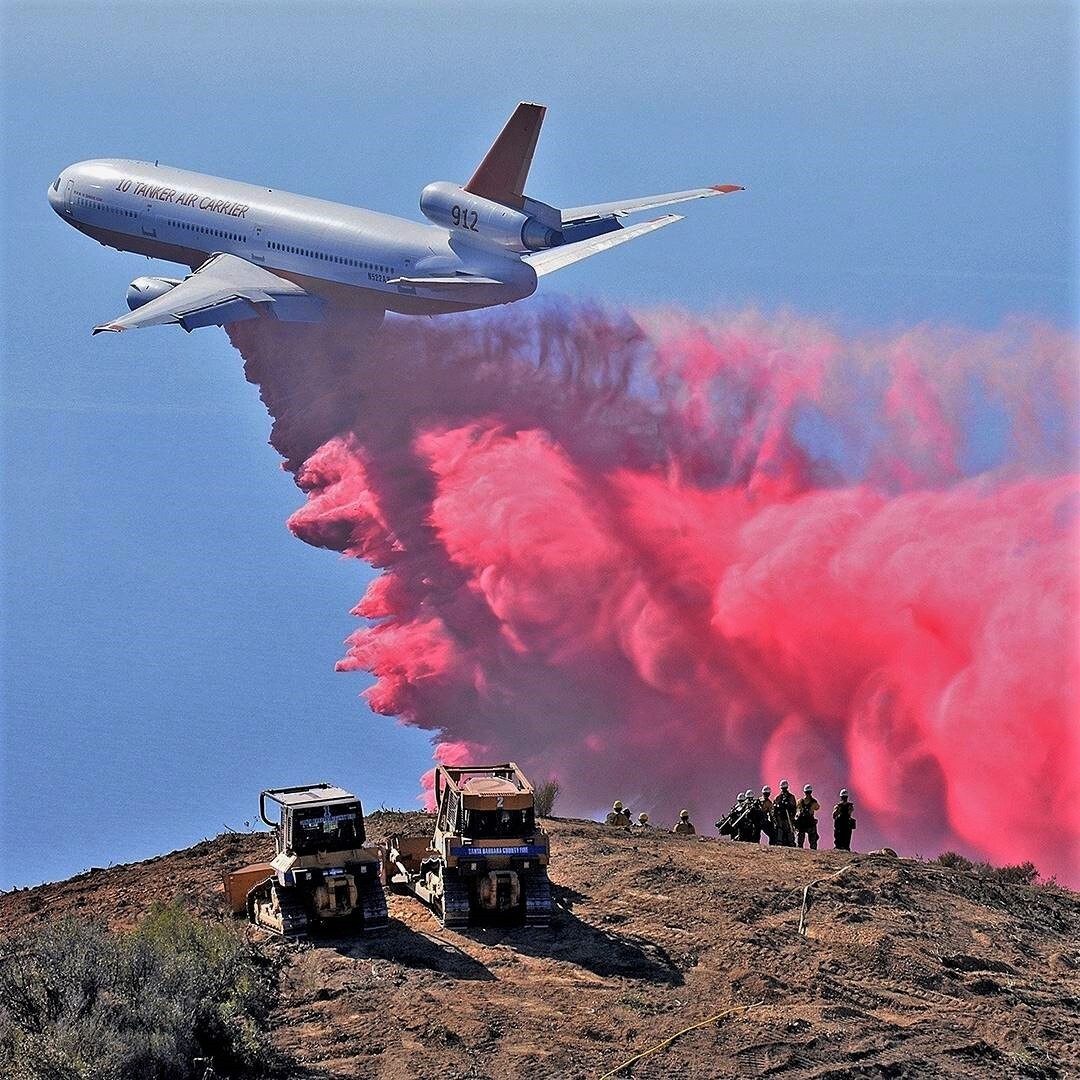 Each 10 Tanker DC-10 carries 9,400 gallons of fire retardant and can spray a mile-long line. 