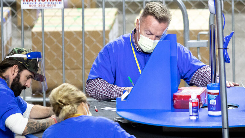 Auditors examine ballots during Maricopa county vote audit