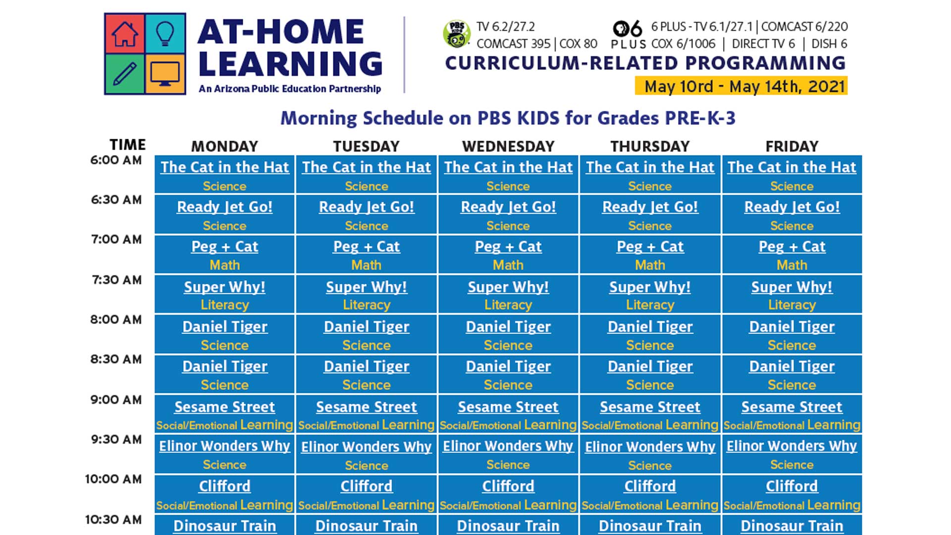 PBS Kids At Home Learning Schedule