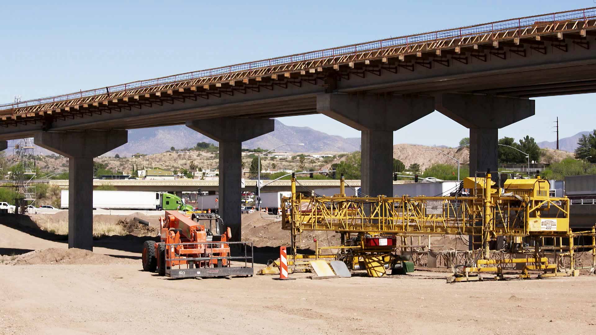 The site of construction on new flyover ramps that will connect State Route 189 to Interstate 19 in Nogales. April 30, 2021. 