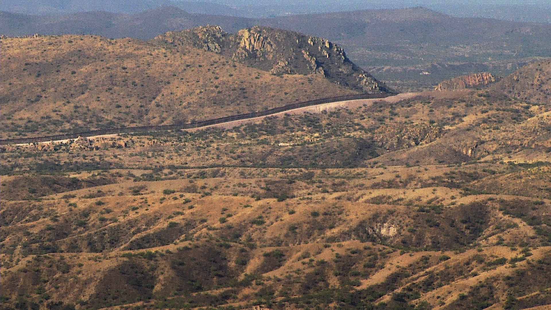 A few of the Arizona-Mexico border from a helicopter operated by Customs and Border Protection's Air and Marine Operations. June 2021.