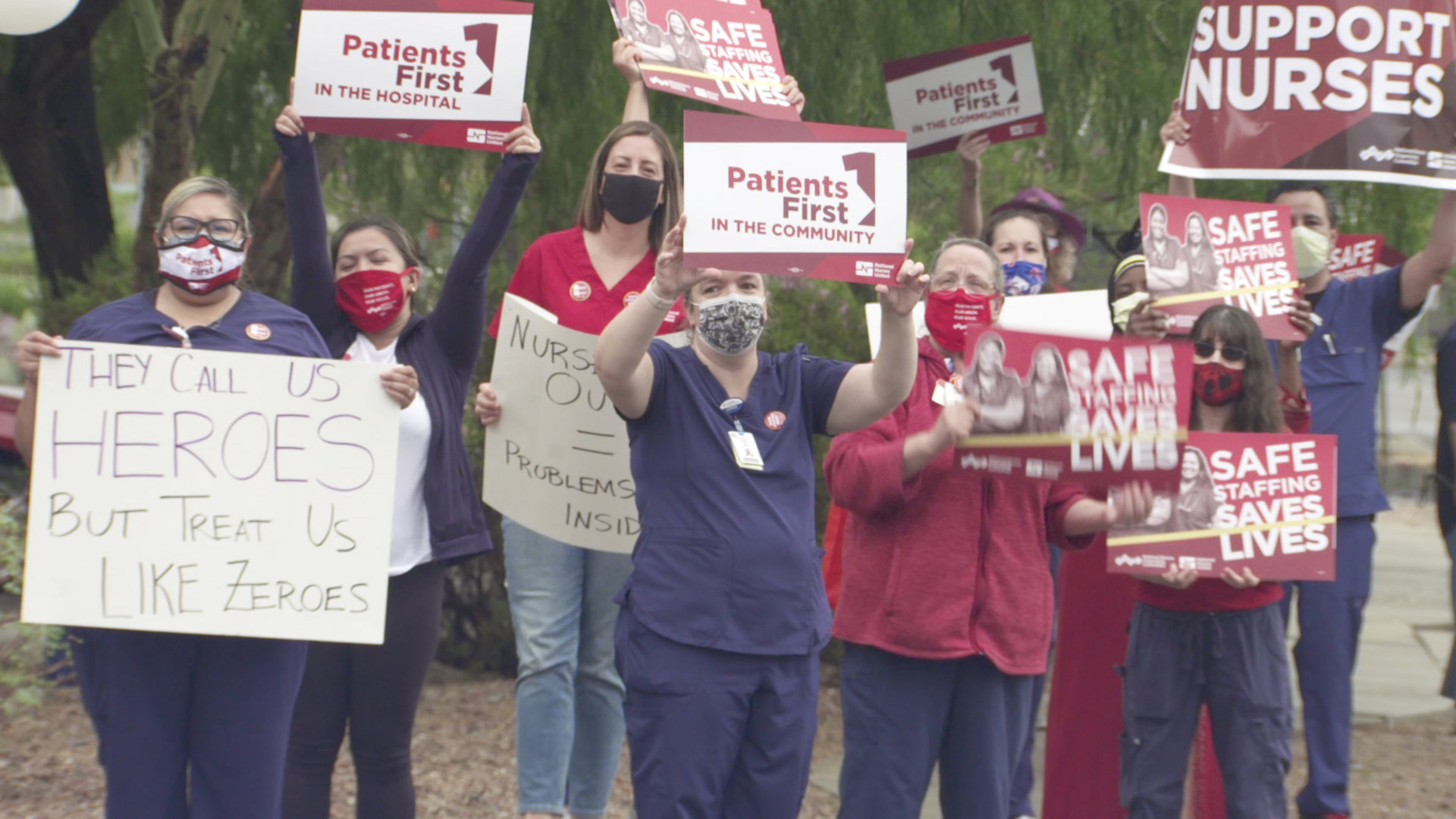 Nurses protest in front of St. Mary's Hospital in Tucson. July 14, 2021