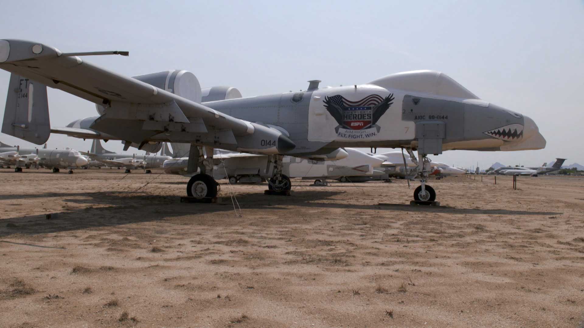 An A-10 jet at the boneyard at Davis-Monthan Air Force Base. July 2021. 