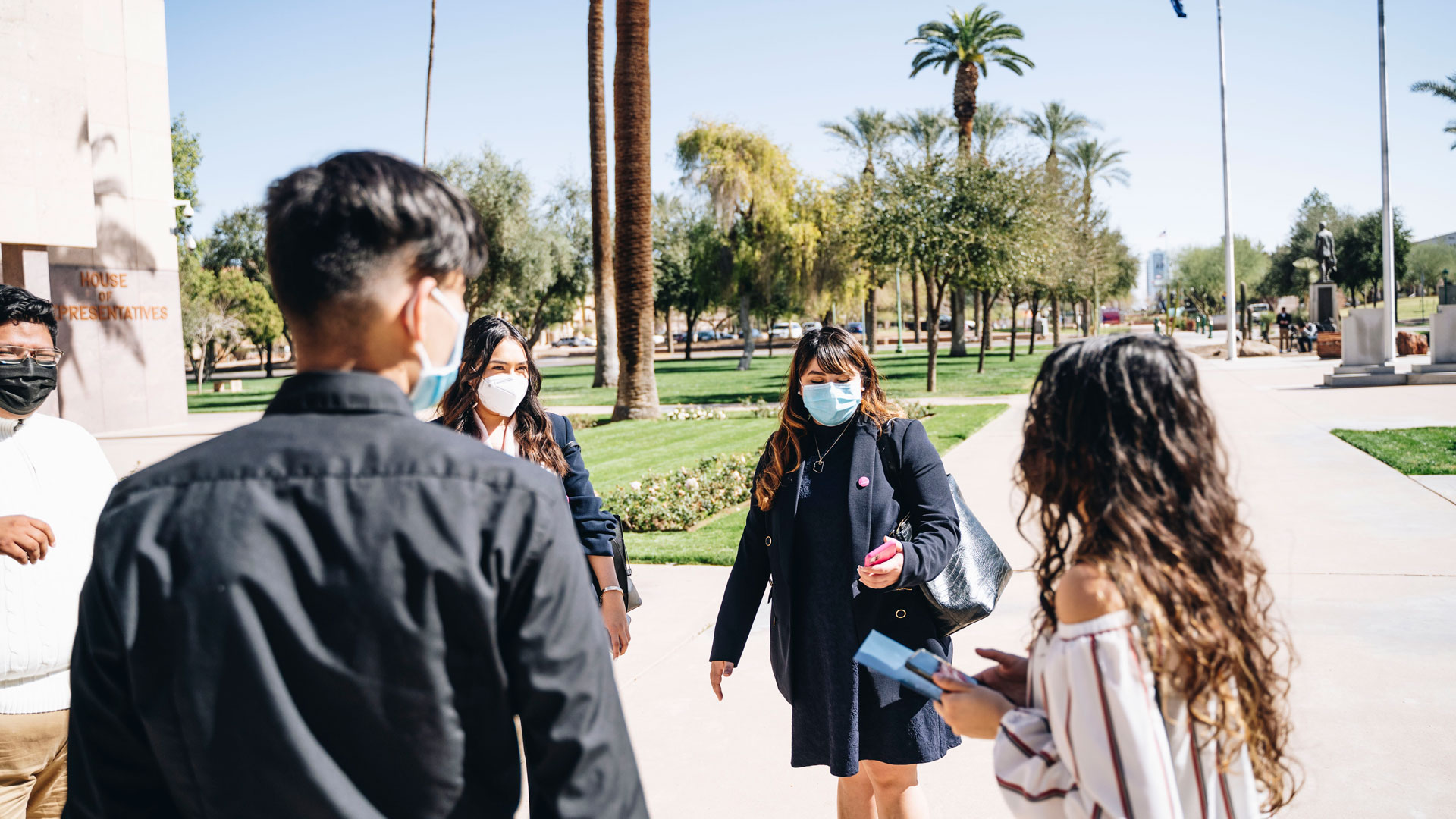 Daniela Chavira and other undocumented students and DACA recipients meet at the Arizona Capitol to speak with representatives. 