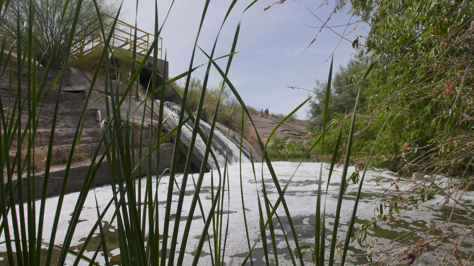 Effluent and recycled water flow into the lower Santa Cruz River in Tucson.