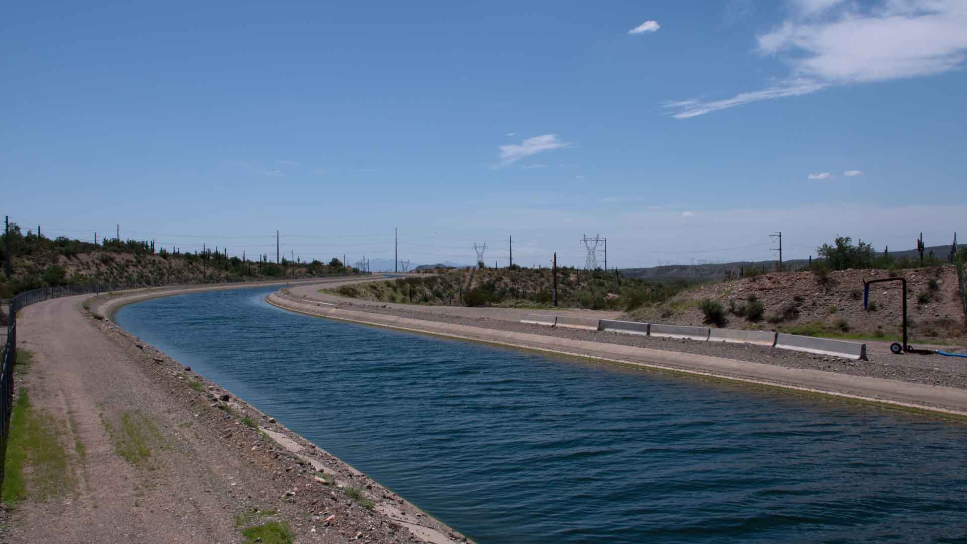 The Central Arizona Project canal north of Phoenix moves water from Lake Pleasant to southern Arizona. July 2021