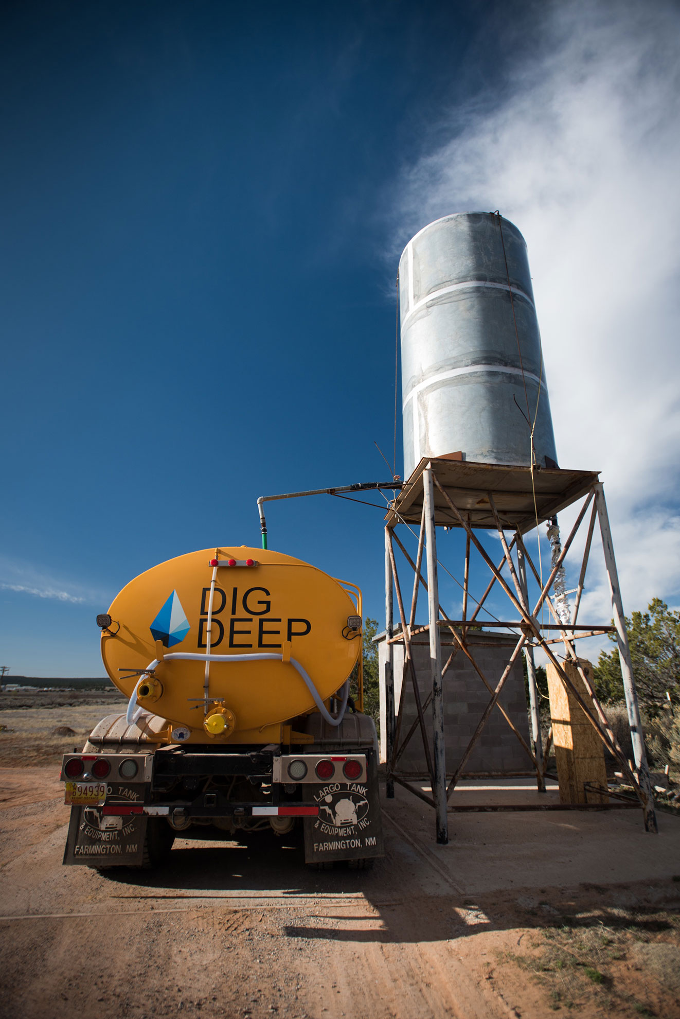 Navajo Water Project tank being filled