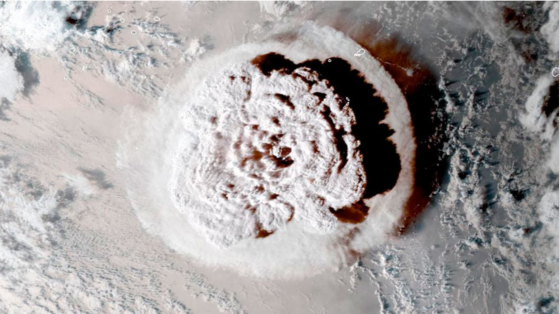 Satellite image of Tonga eruption January 14, 2022