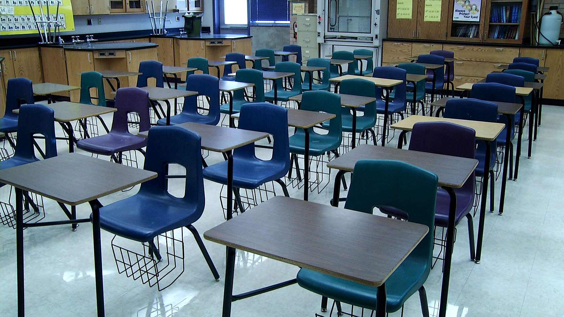 File image of an empty classroom at Sabino H. S. 