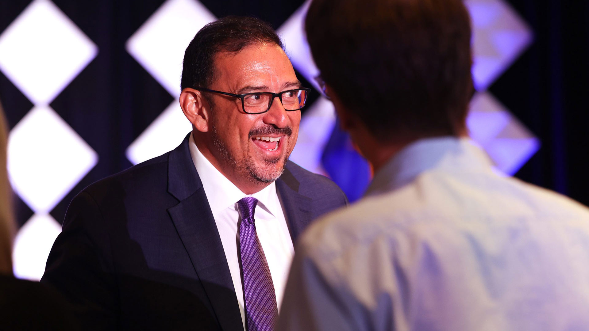 Adrian Fontes speaks to volunteers during the watch party for Arizona Democrats at the Renaissance Phoenix Downtown Hotel on Nov. 8, 2022. 