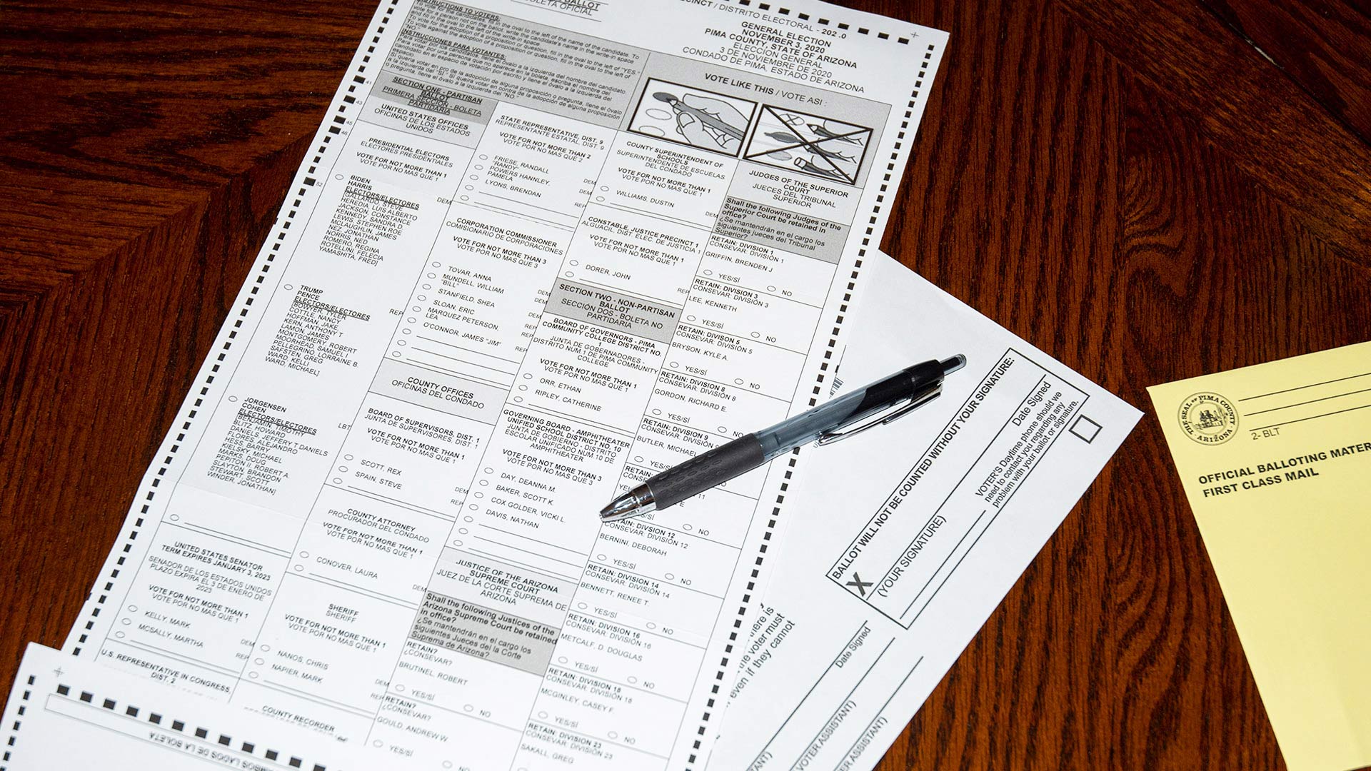 A 2020 mail-in election ballot.