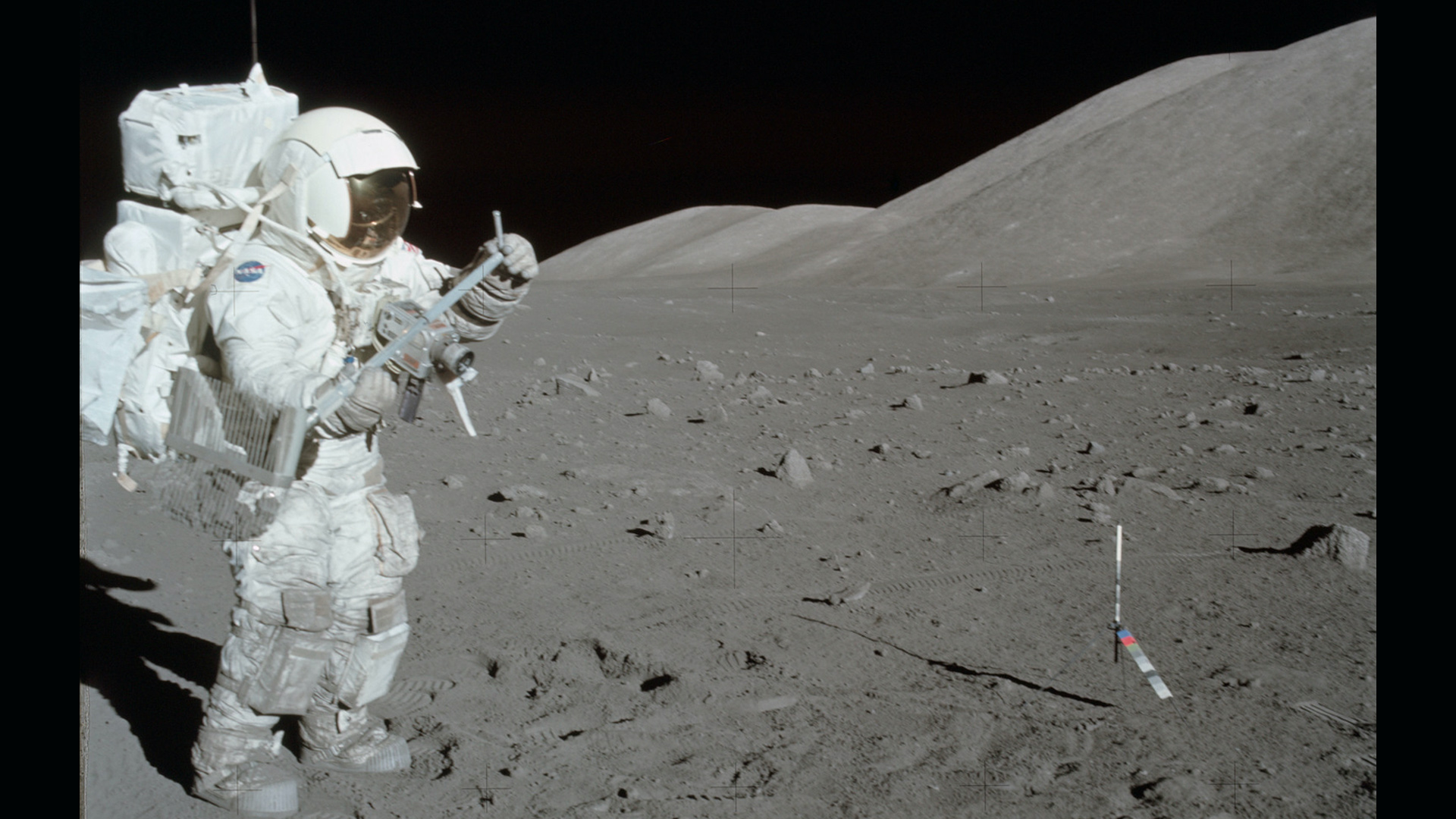 Apollo 17 astronaut on moon, 1972
