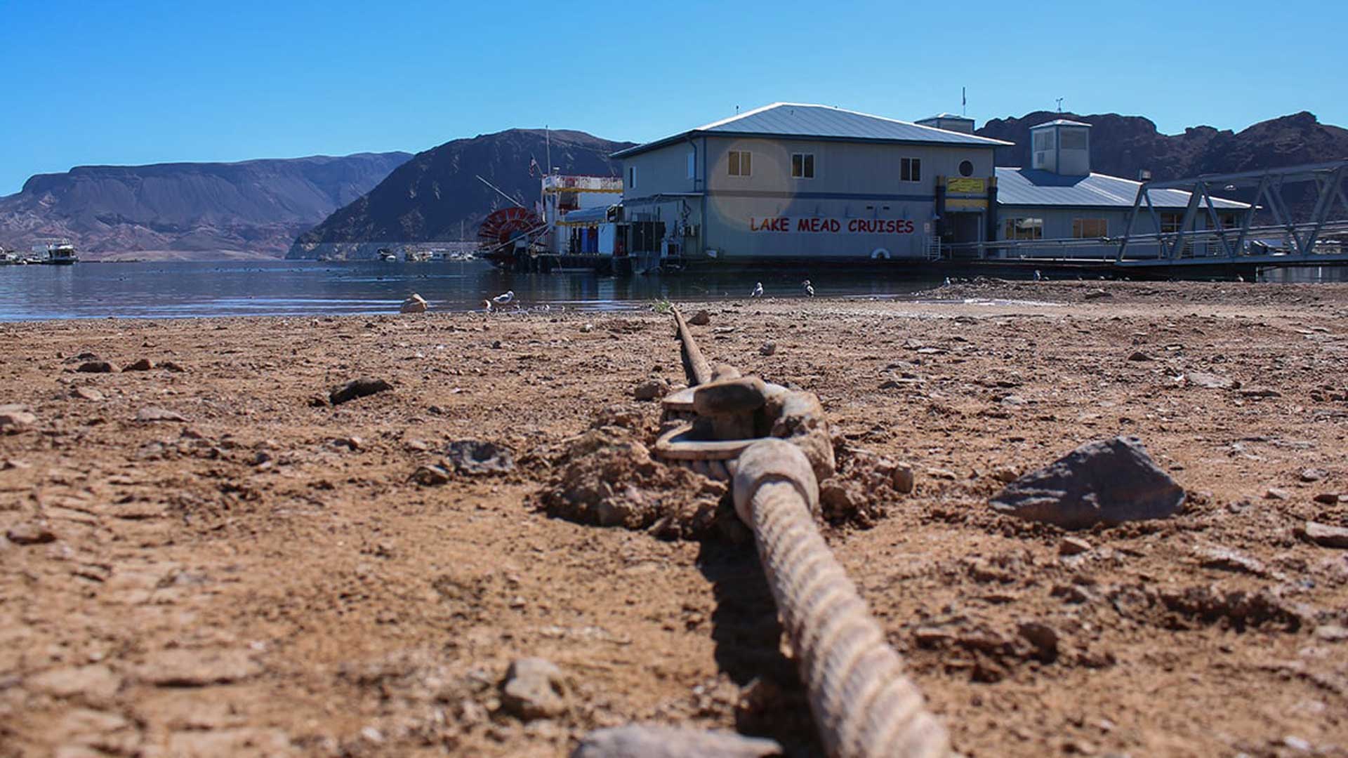 After two decades of drought, parts of Lake Mead that were once underwater have been exposed as the lake falls to historically low levels. 