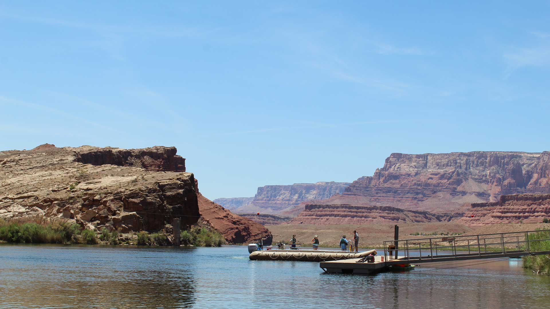 Lee's Ferry, pictured here, serves as the point where negotiators of the Colorado River Compact divided the river into two basins. 

