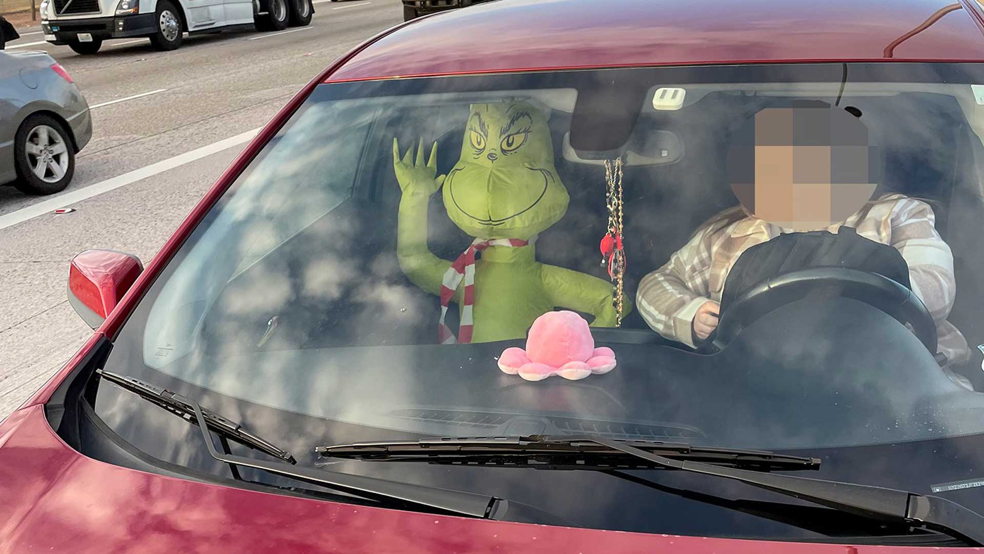 A Phoenix-area driver was pulled over by DPS troopers for using an inflatable grinch as a passenger in the HOV lane. December 2022