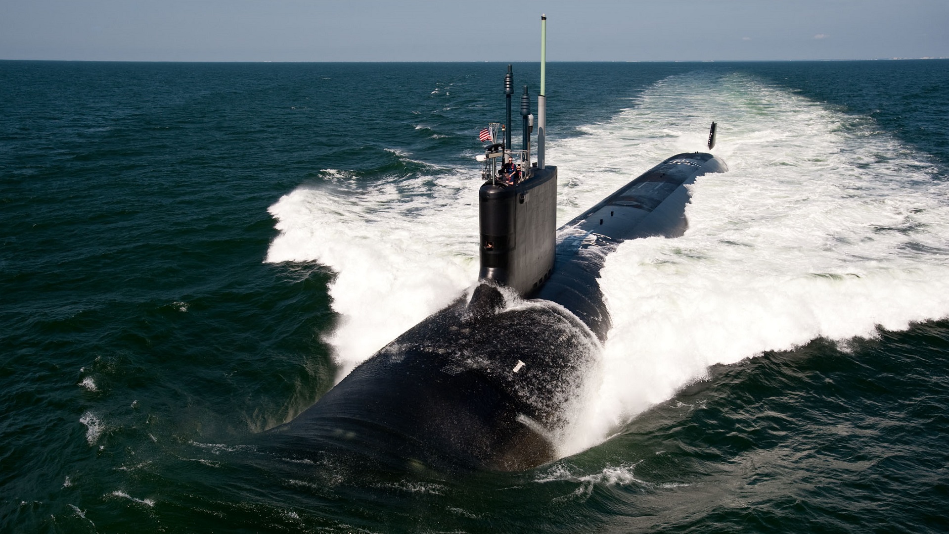 The USS California, a Virginia-Class U.S. Navy submarine similar to the future U.S.S. Arizona, is shown during sea trials in 2011.