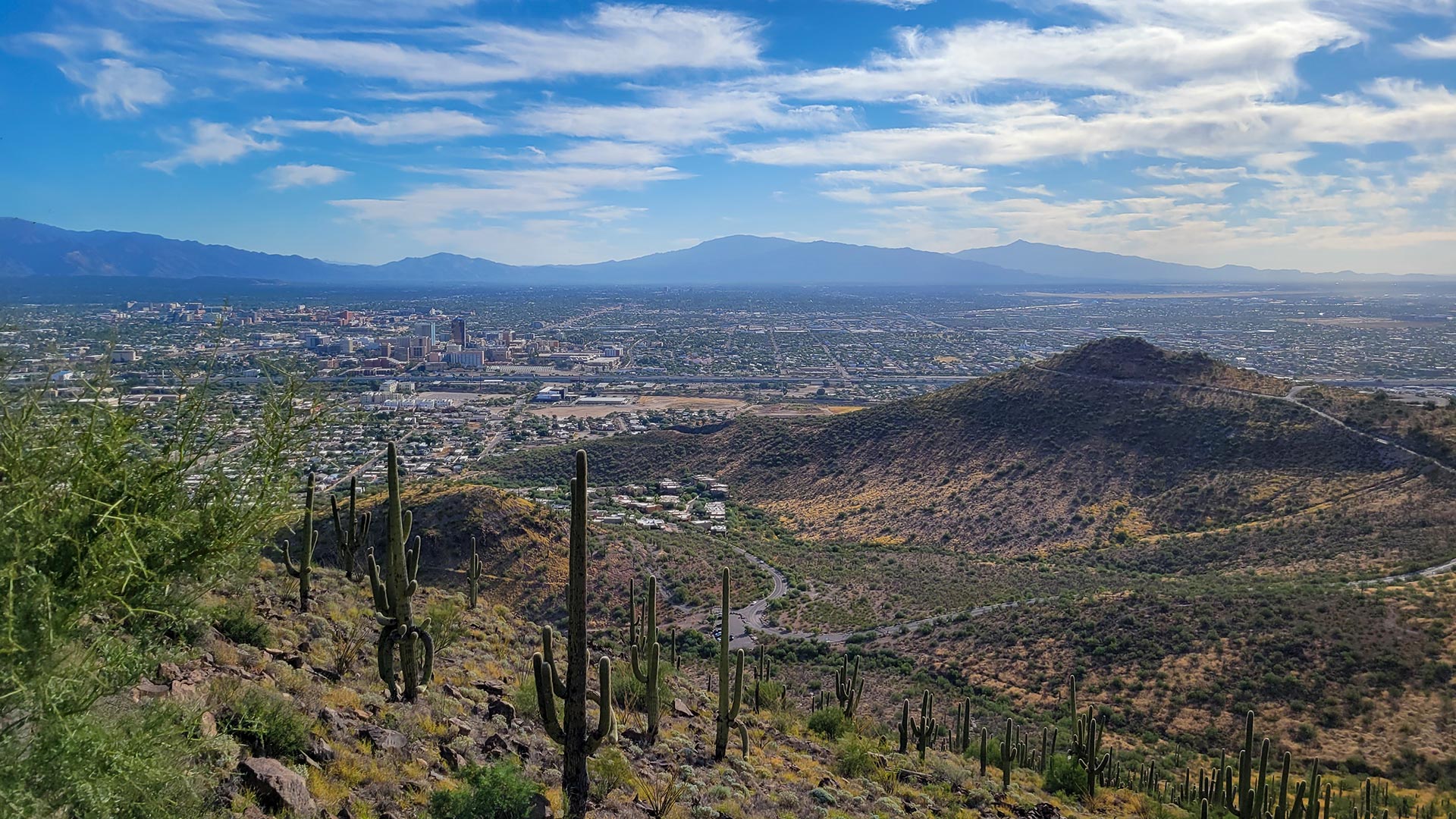 Looking east towards downtown Tucson from Tumamoc Hill. From January 2022.
