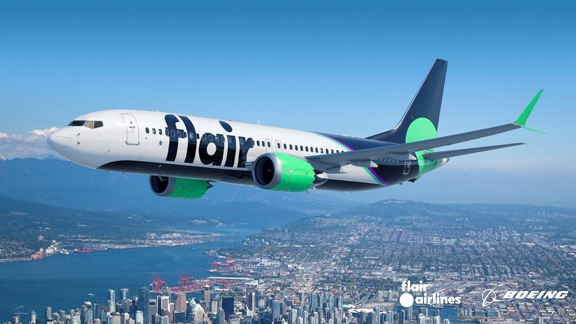 A Boeing 737 wearing Flair Airlines livery is shown in this handout photo from Flair.